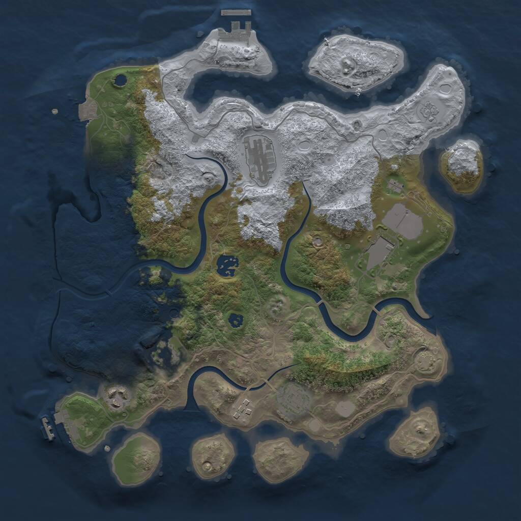Rust Map: Procedural Map, Size: 3500, Seed: 1025341, 13 Monuments