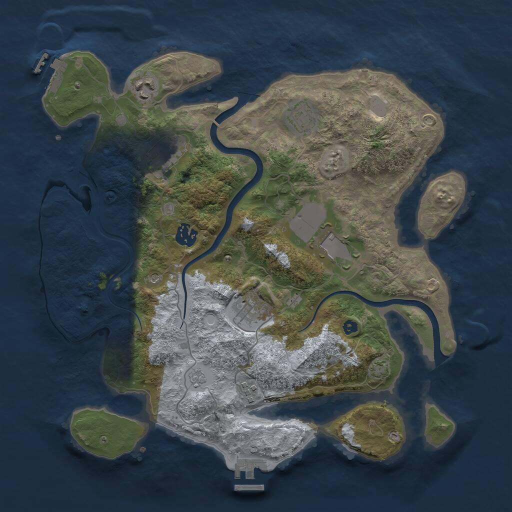 Rust Map: Procedural Map, Size: 3500, Seed: 98343277, 13 Monuments