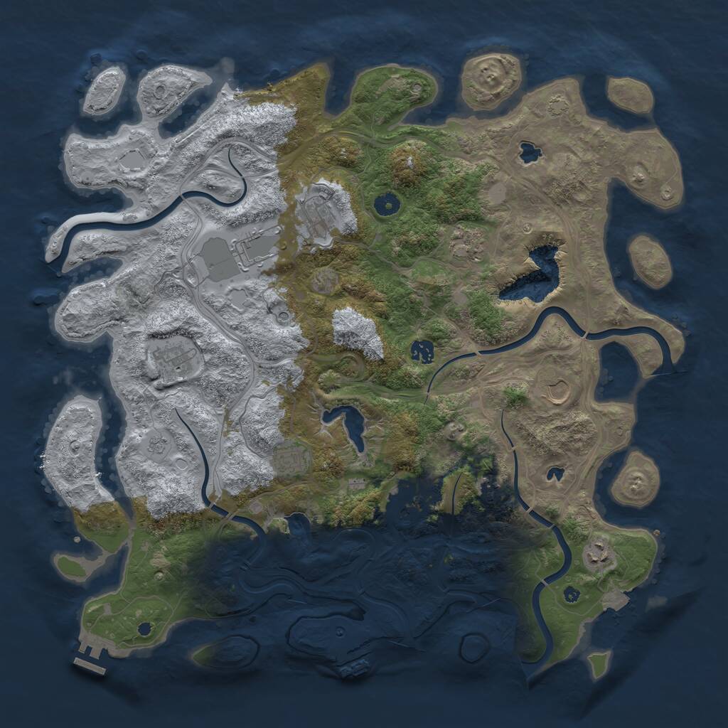 Rust Map: Procedural Map, Size: 4500, Seed: 1138639740, 16 Monuments