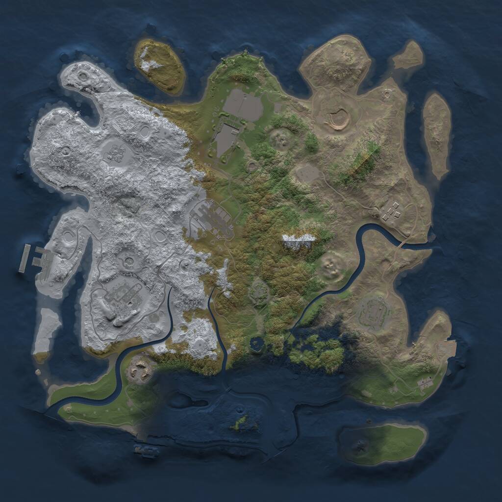 Rust Map: Procedural Map, Size: 3500, Seed: 1834551679, 13 Monuments