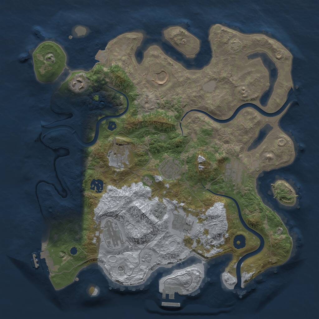 Rust Map: Procedural Map, Size: 3500, Seed: 1447085837, 15 Monuments