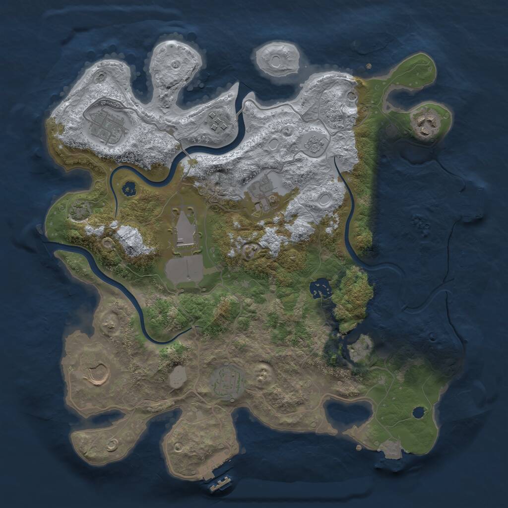 Rust Map: Procedural Map, Size: 3500, Seed: 720185417, 15 Monuments