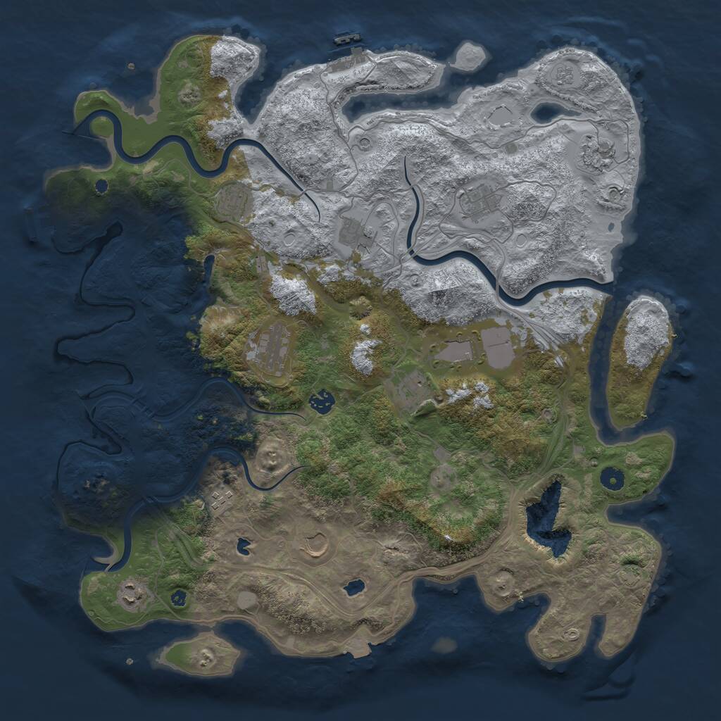 Rust Map: Procedural Map, Size: 4500, Seed: 238021561, 17 Monuments