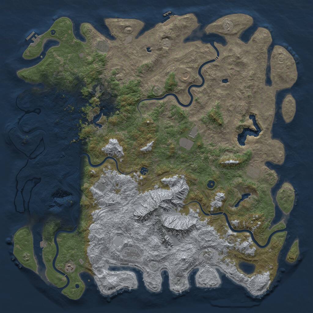Rust Map: Procedural Map, Size: 6000, Seed: 1466, 17 Monuments