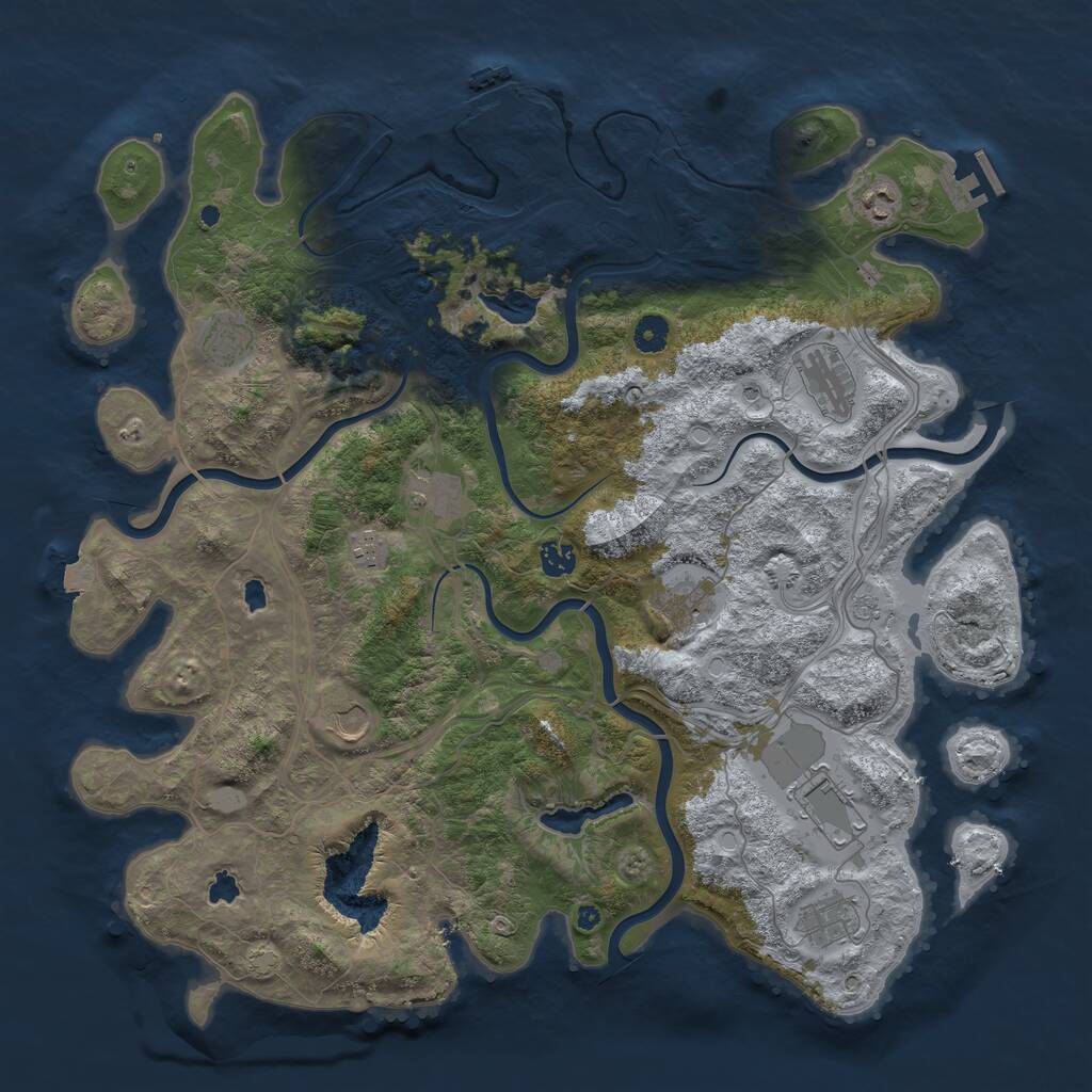 Rust Map: Procedural Map, Size: 4500, Seed: 713622478, 16 Monuments