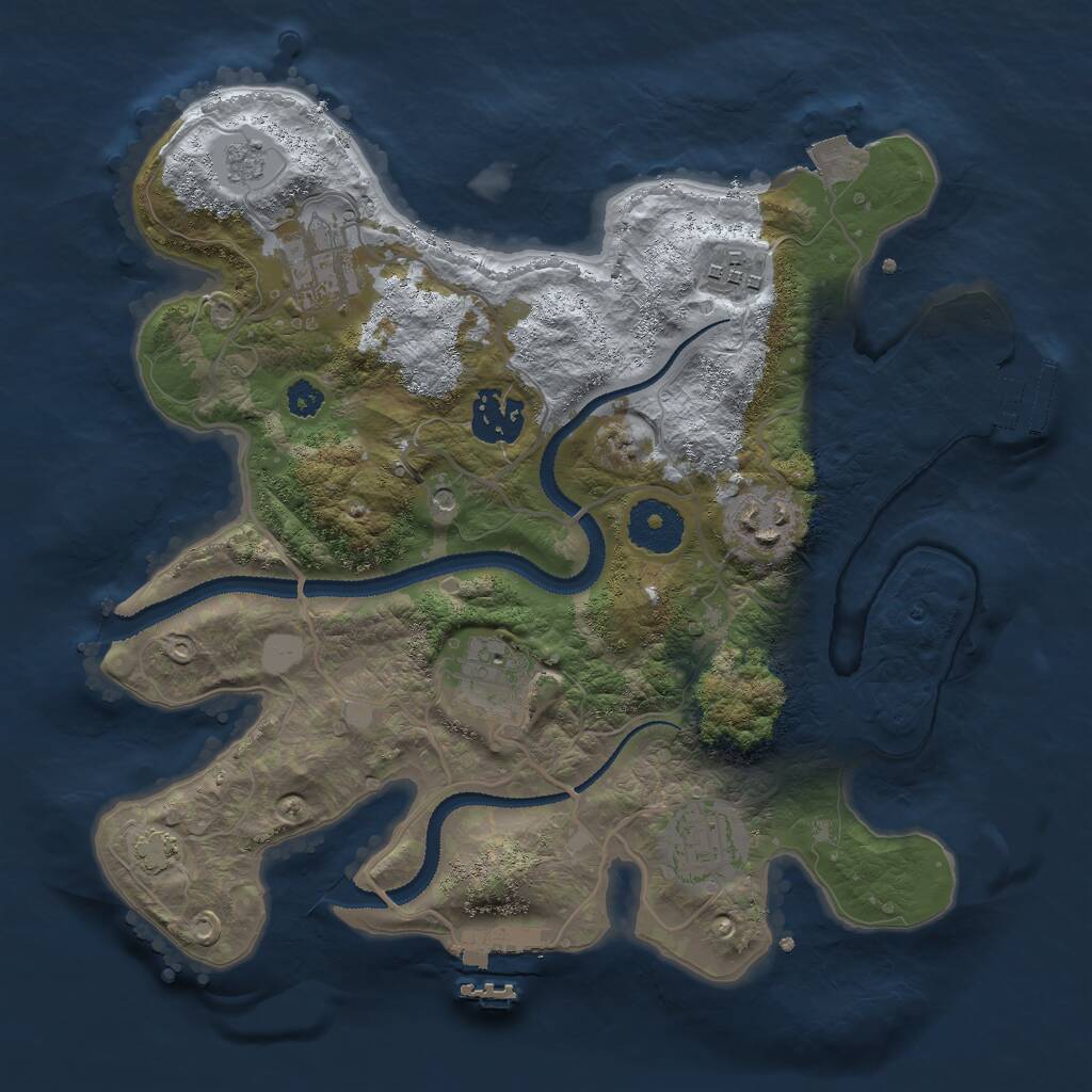 Rust Map: Procedural Map, Size: 3000, Seed: 16741, 12 Monuments