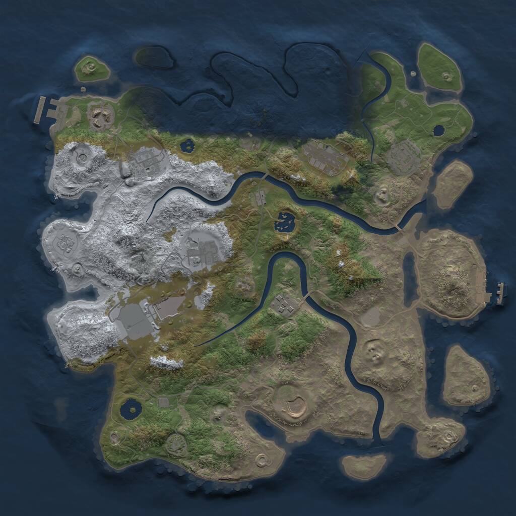 Rust Map: Procedural Map, Size: 3700, Seed: 1933732743, 15 Monuments