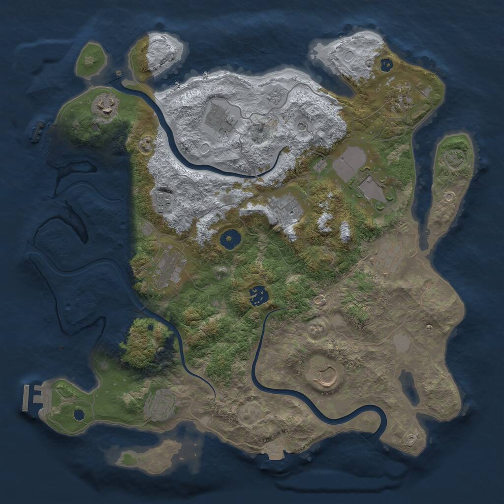 Rust Map: Procedural Map, Size: 3800, Seed: 891234161, 17 Monuments