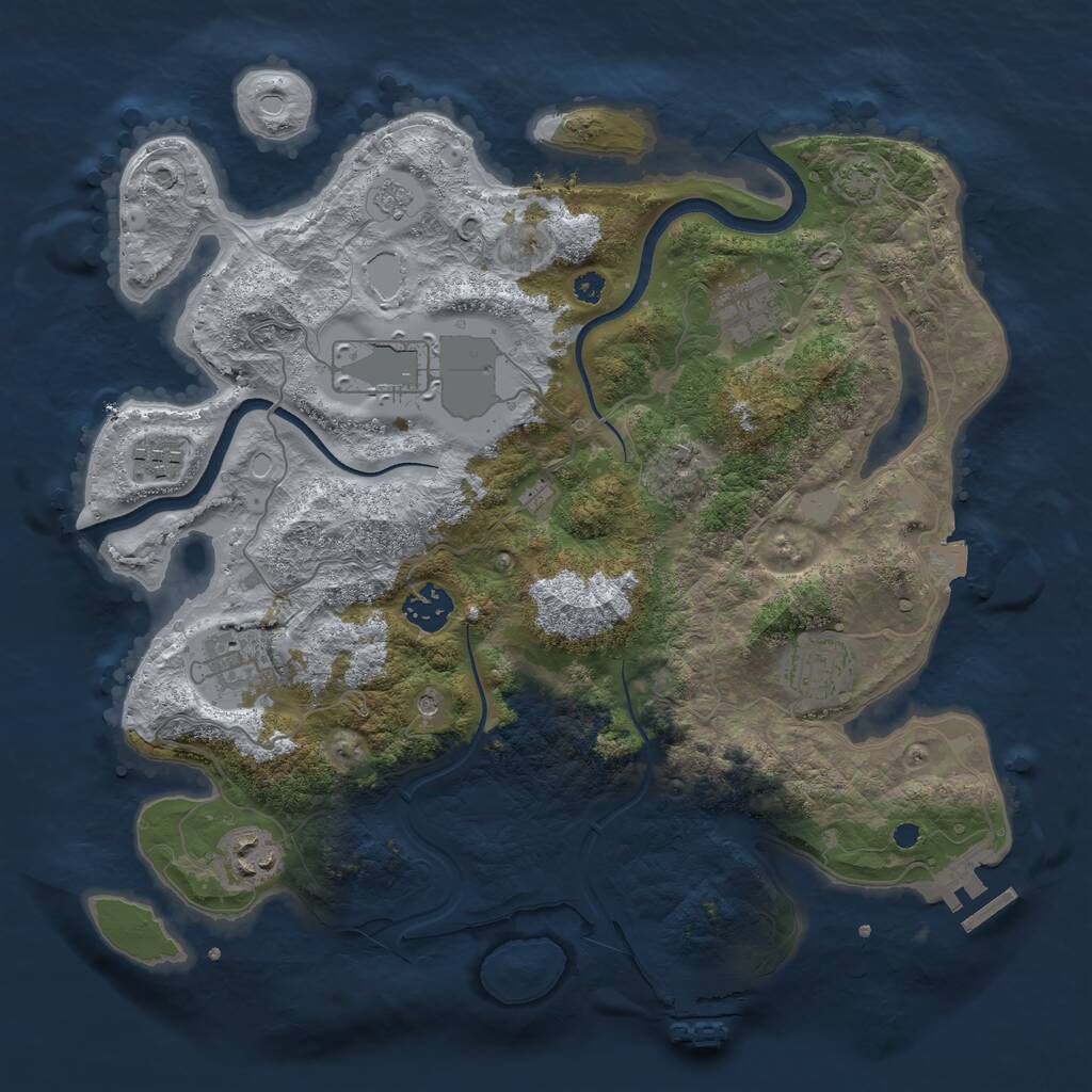 Rust Map: Procedural Map, Size: 3500, Seed: 624586554, 13 Monuments
