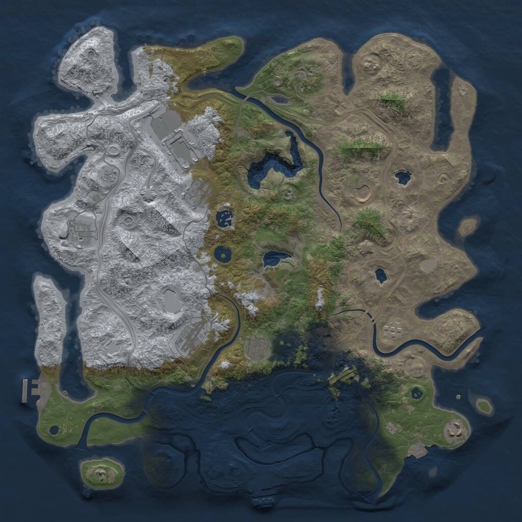 Rust Map: Procedural Map, Size: 4500, Seed: 1019672549, 16 Monuments