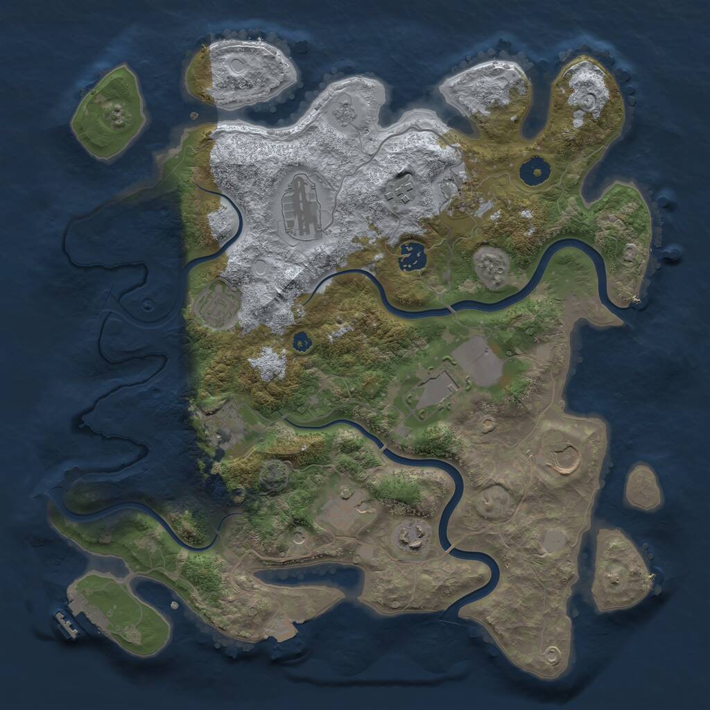 Rust Map: Procedural Map, Size: 3666, Seed: 285438711, 15 Monuments