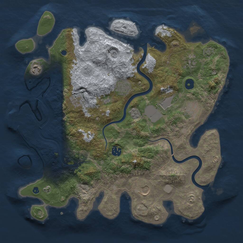 Rust Map: Procedural Map, Size: 3666, Seed: 1014, 14 Monuments