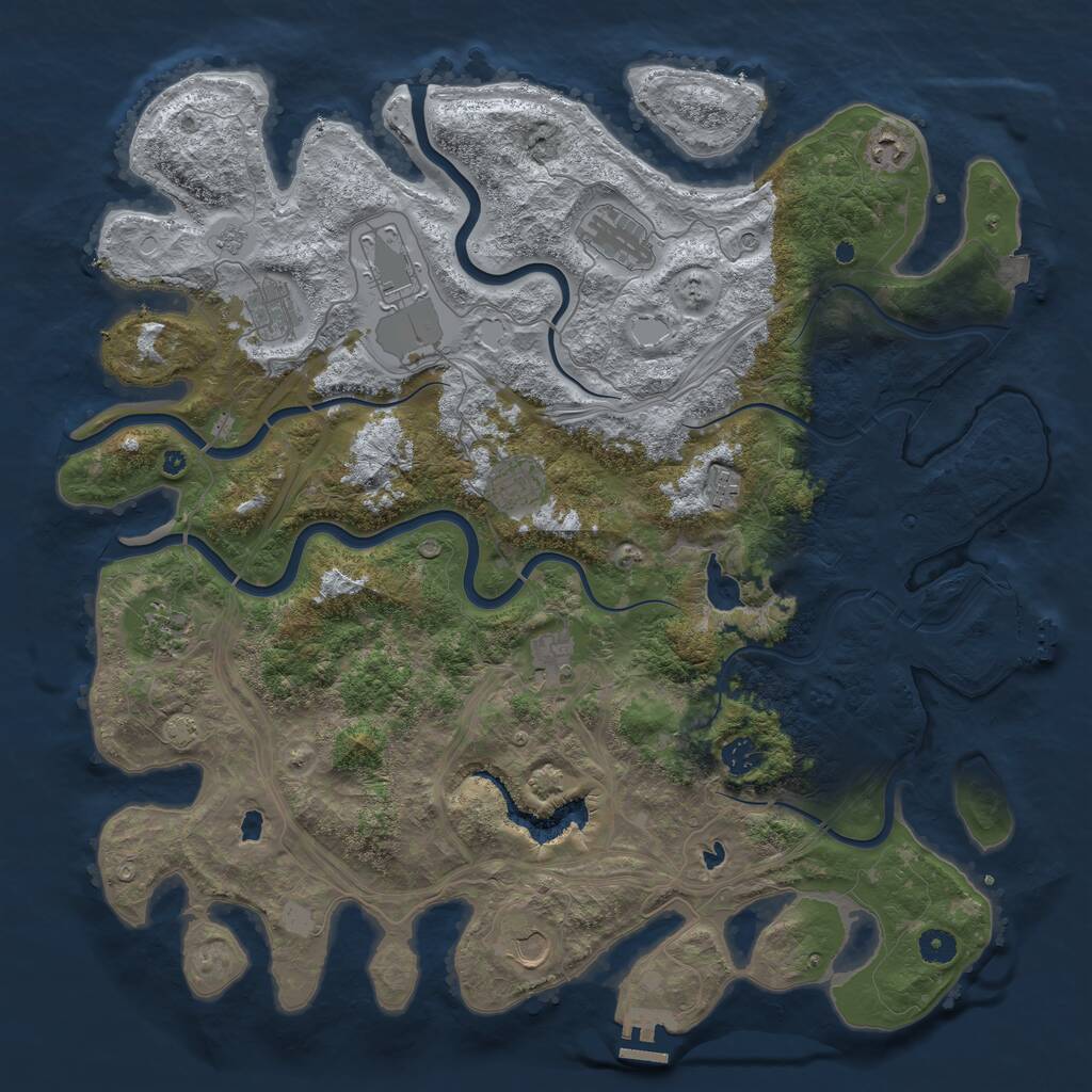Rust Map: Procedural Map, Size: 4500, Seed: 1711401291, 16 Monuments