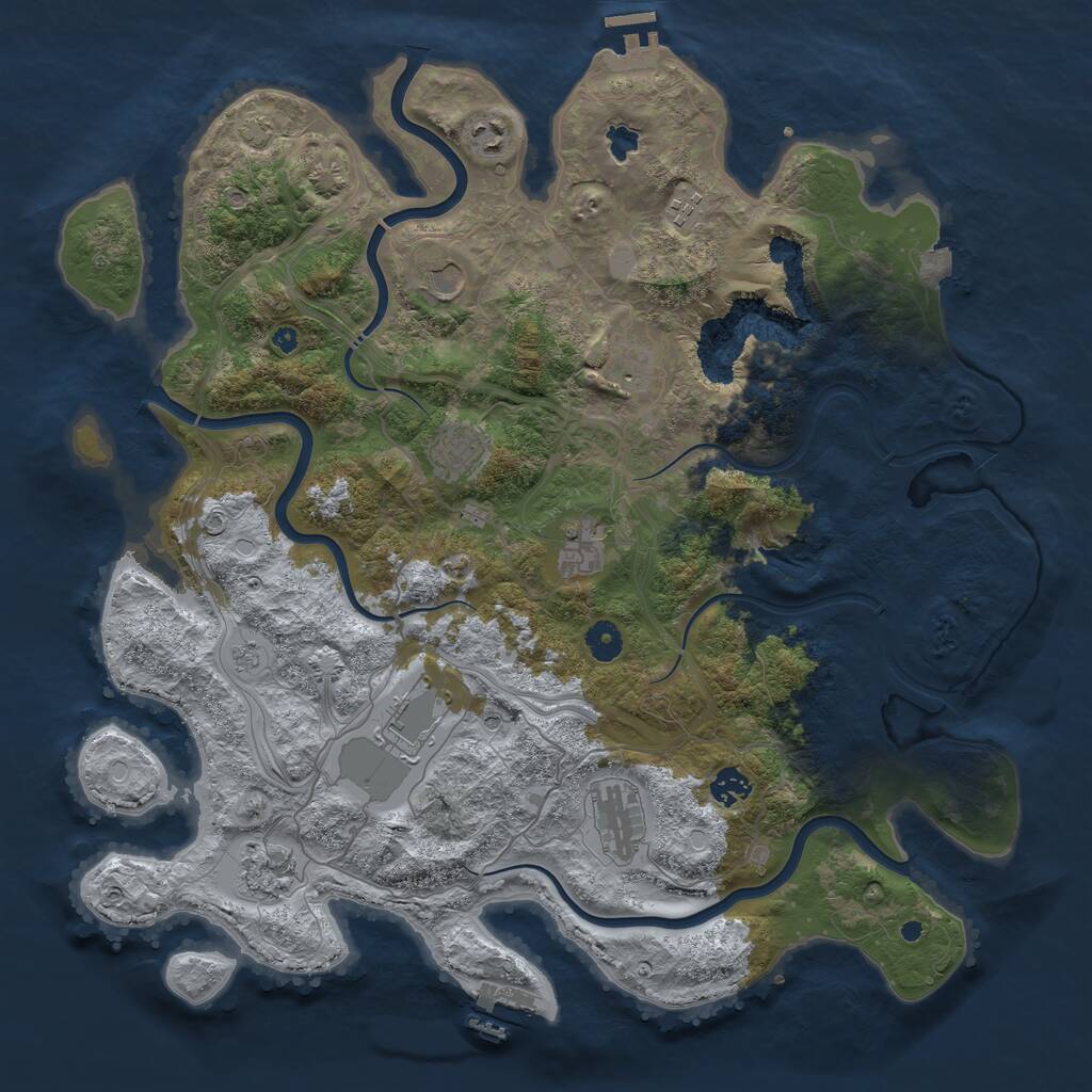 Rust Map: Procedural Map, Size: 4300, Seed: 491373797, 16 Monuments