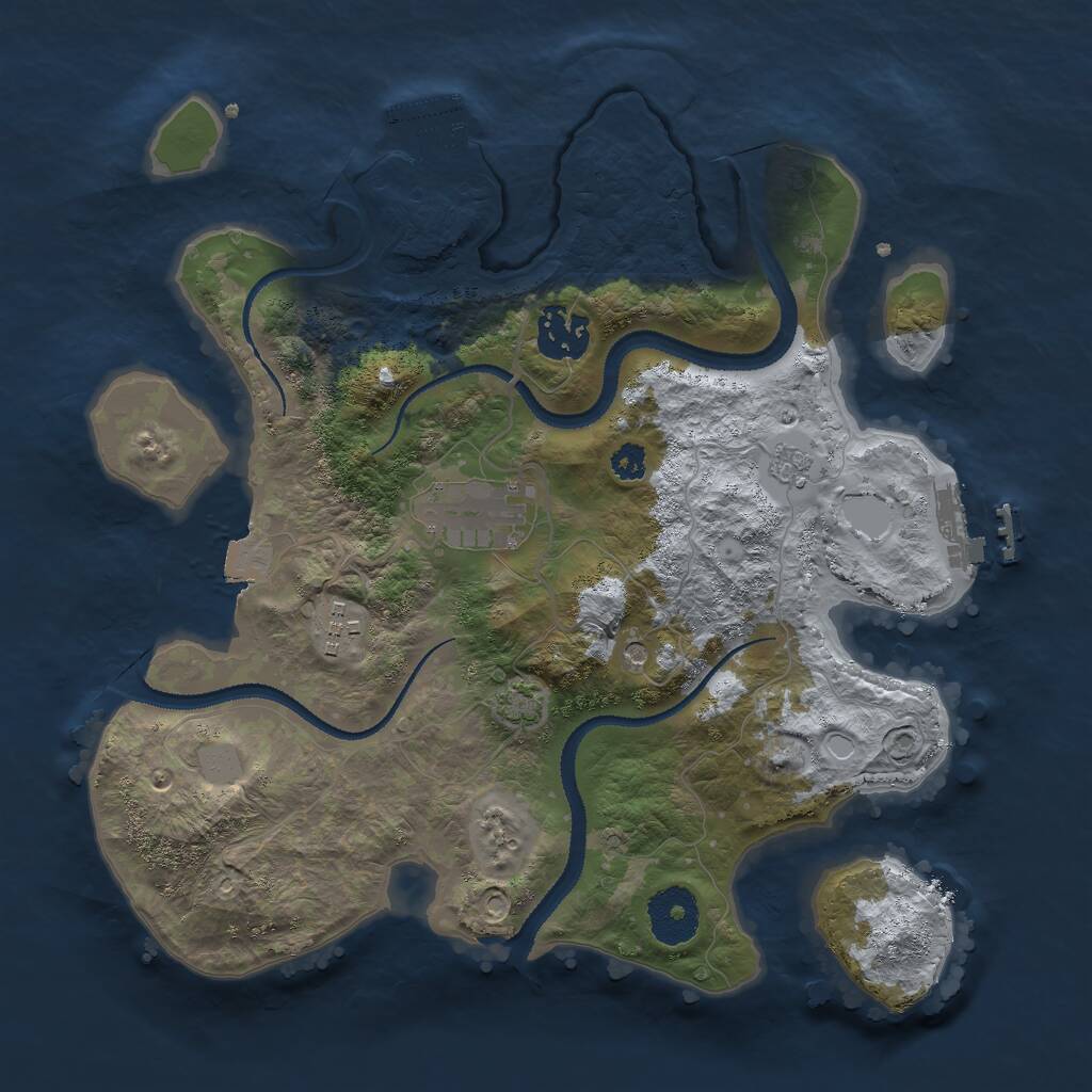 Rust Map: Procedural Map, Size: 3000, Seed: 21286412, 9 Monuments