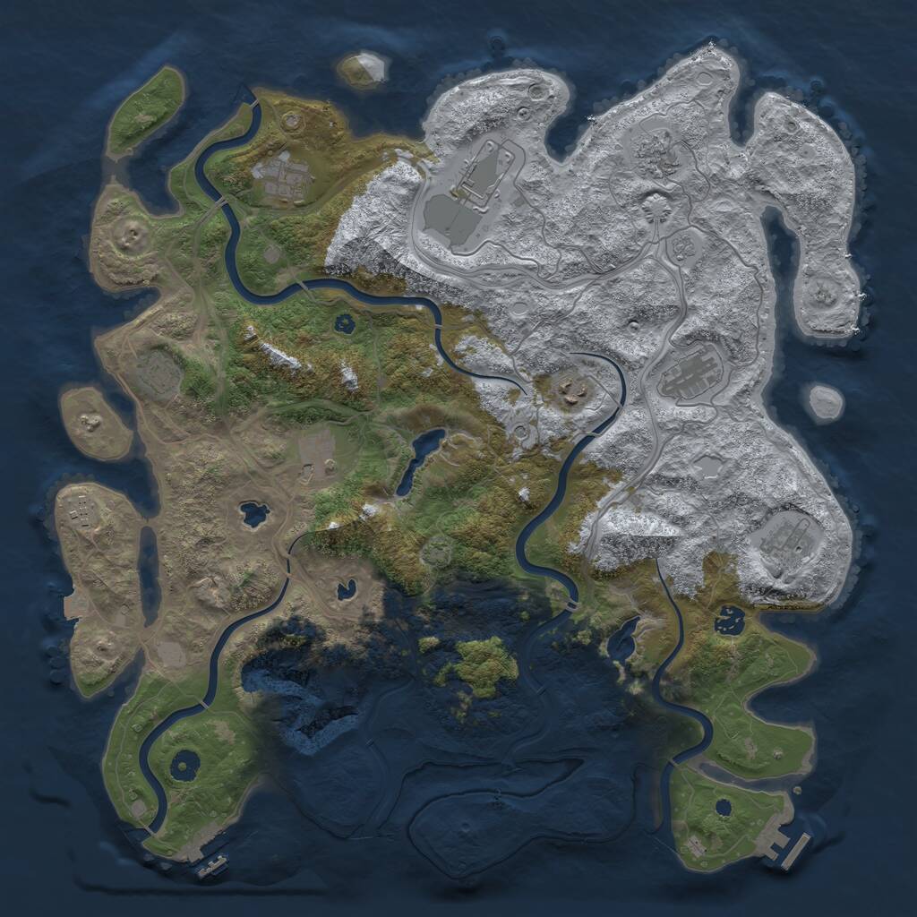 Rust Map: Procedural Map, Size: 4500, Seed: 743160724, 16 Monuments