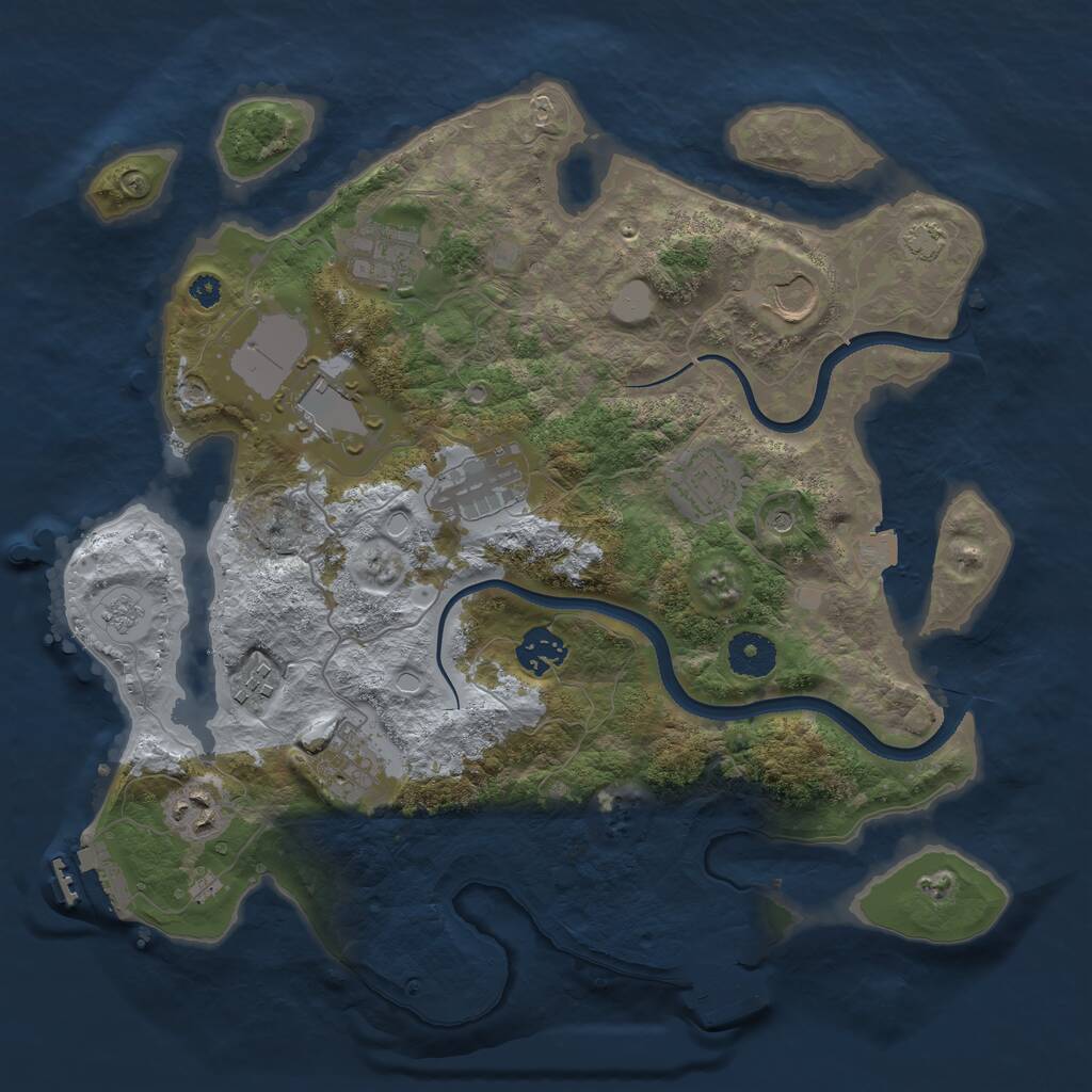 Rust Map: Procedural Map, Size: 3500, Seed: 708922841, 15 Monuments