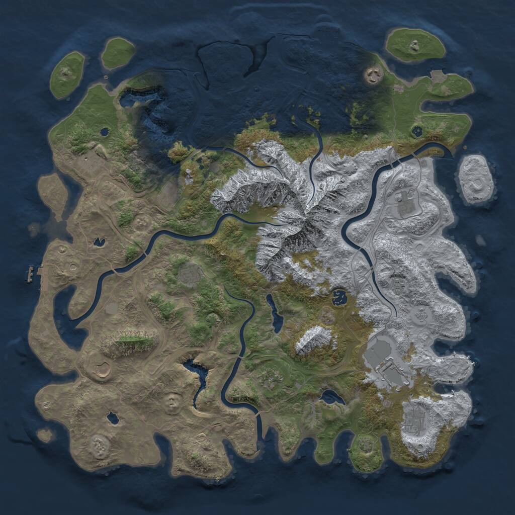 Rust Map: Procedural Map, Size: 5000, Seed: 1245545, 17 Monuments