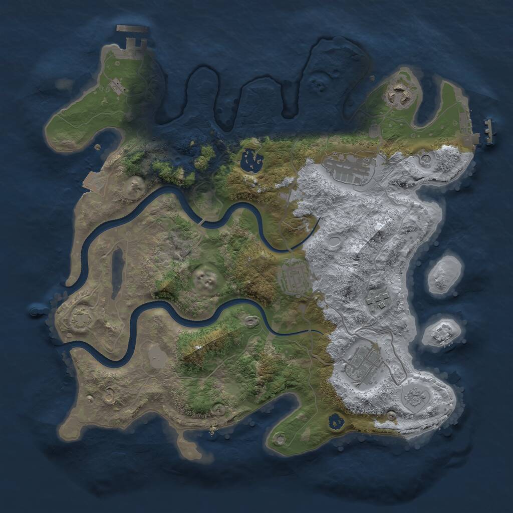 Rust Map: Procedural Map, Size: 3300, Seed: 1296465711, 12 Monuments