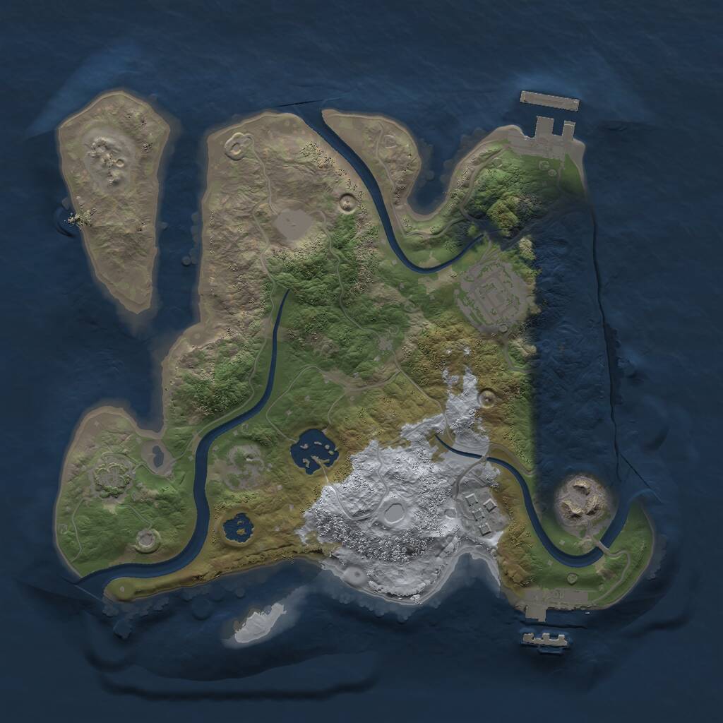 Rust Map: Procedural Map, Size: 2500, Seed: 613045318, 8 Monuments