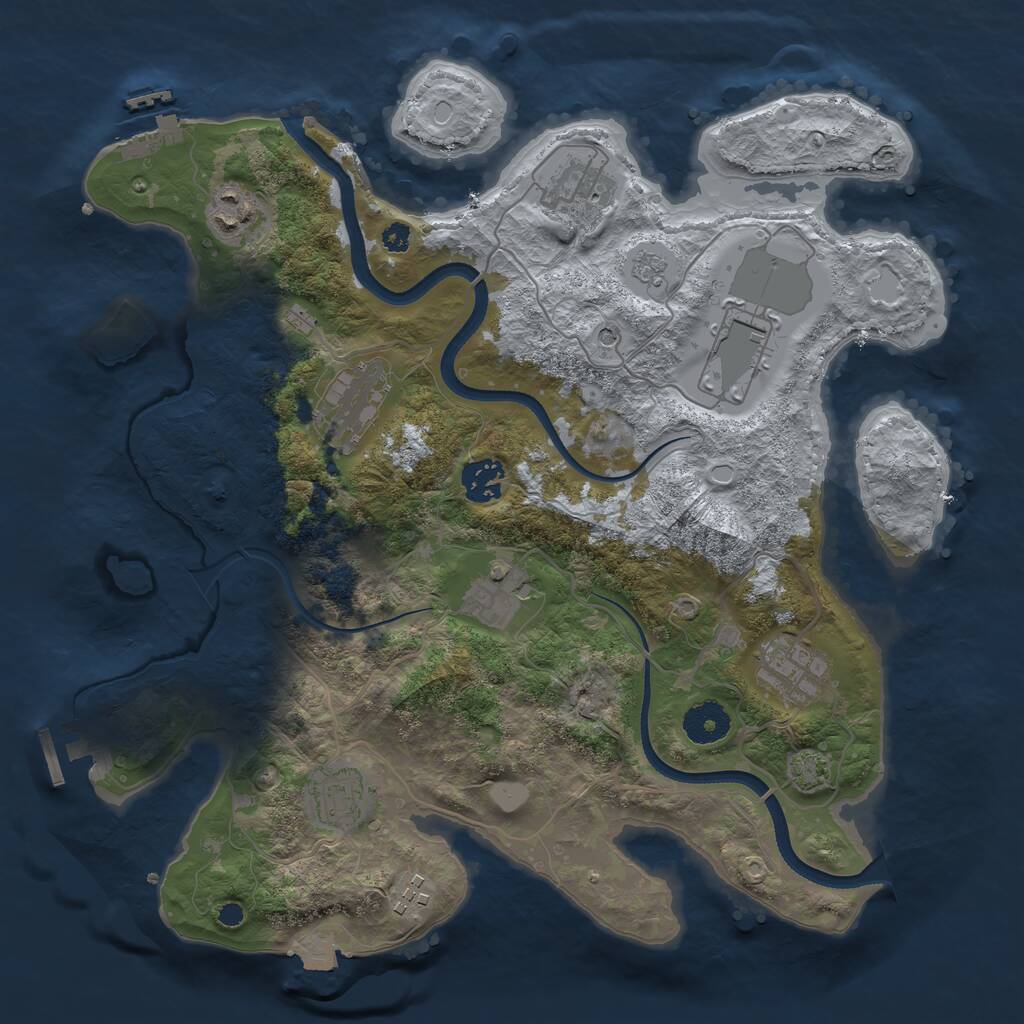 Rust Map: Procedural Map, Size: 3500, Seed: 565656, 15 Monuments