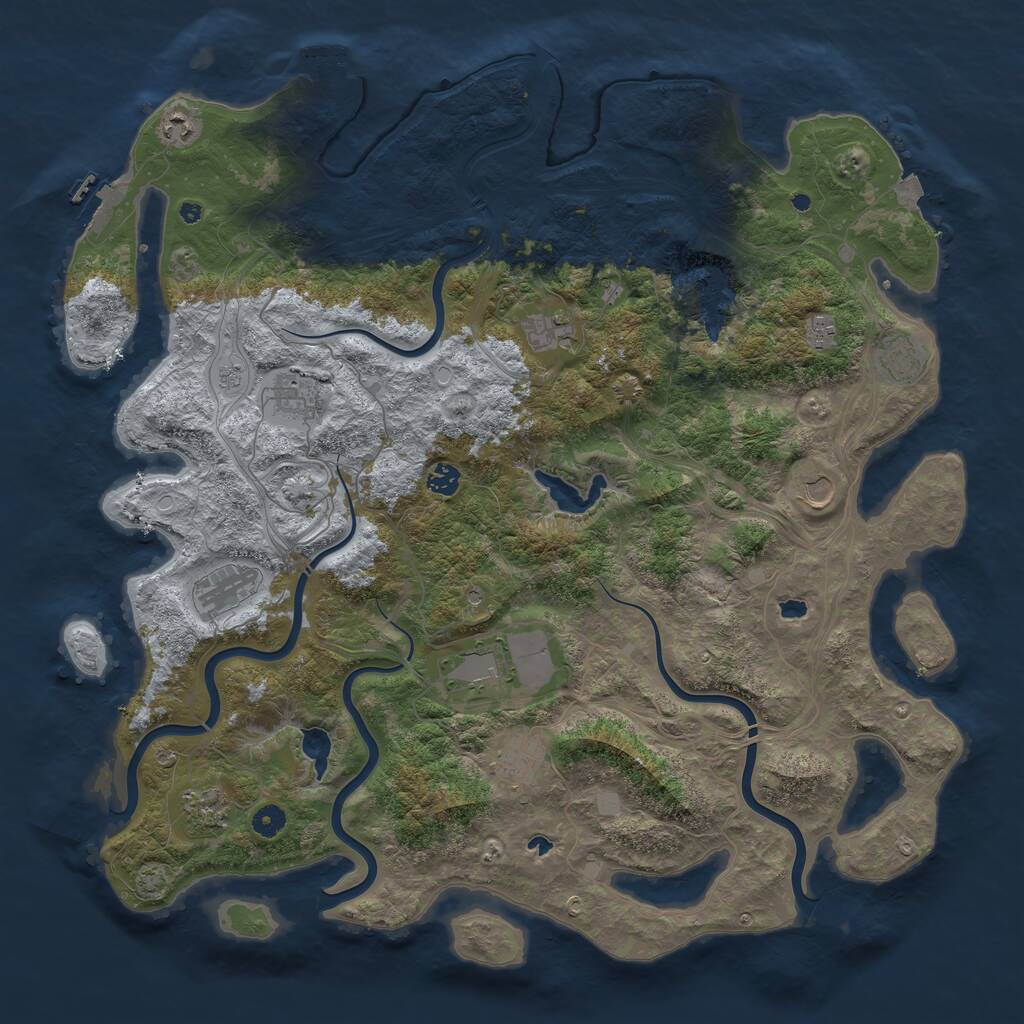 Rust Map: Procedural Map, Size: 4800, Seed: 2143336548, 17 Monuments