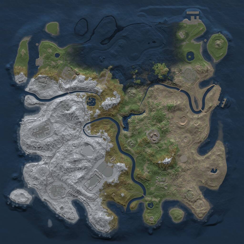 Rust Map: Procedural Map, Size: 4050, Seed: 1306595867, 16 Monuments
