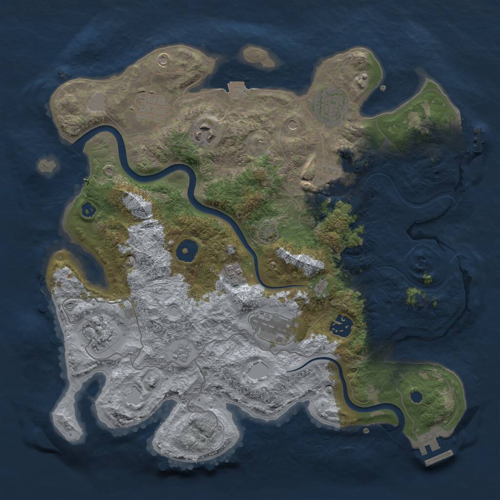 Rust Map: Procedural Map, Size: 3444, Seed: 711933, 14 Monuments
