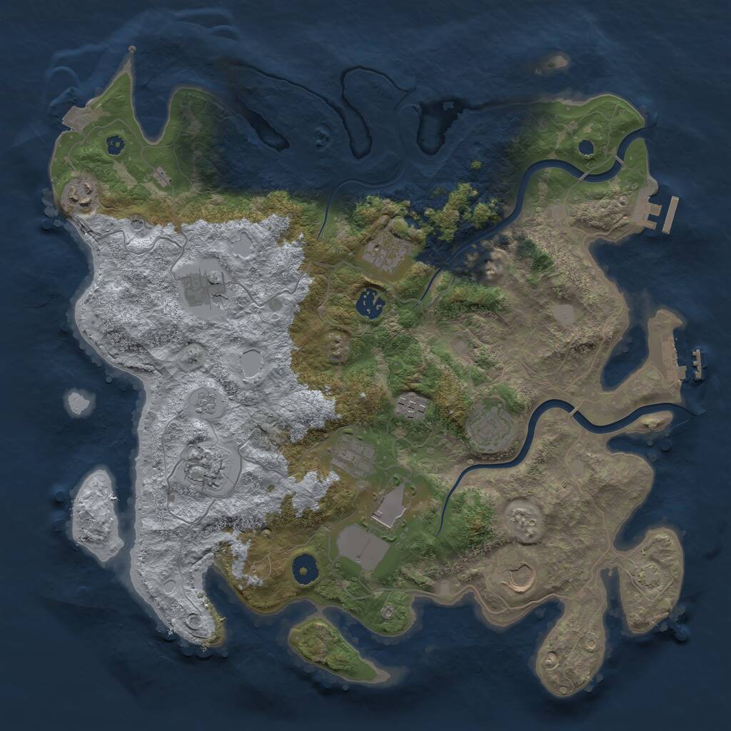 Rust Map: Procedural Map, Size: 3900, Seed: 829882121, 16 Monuments