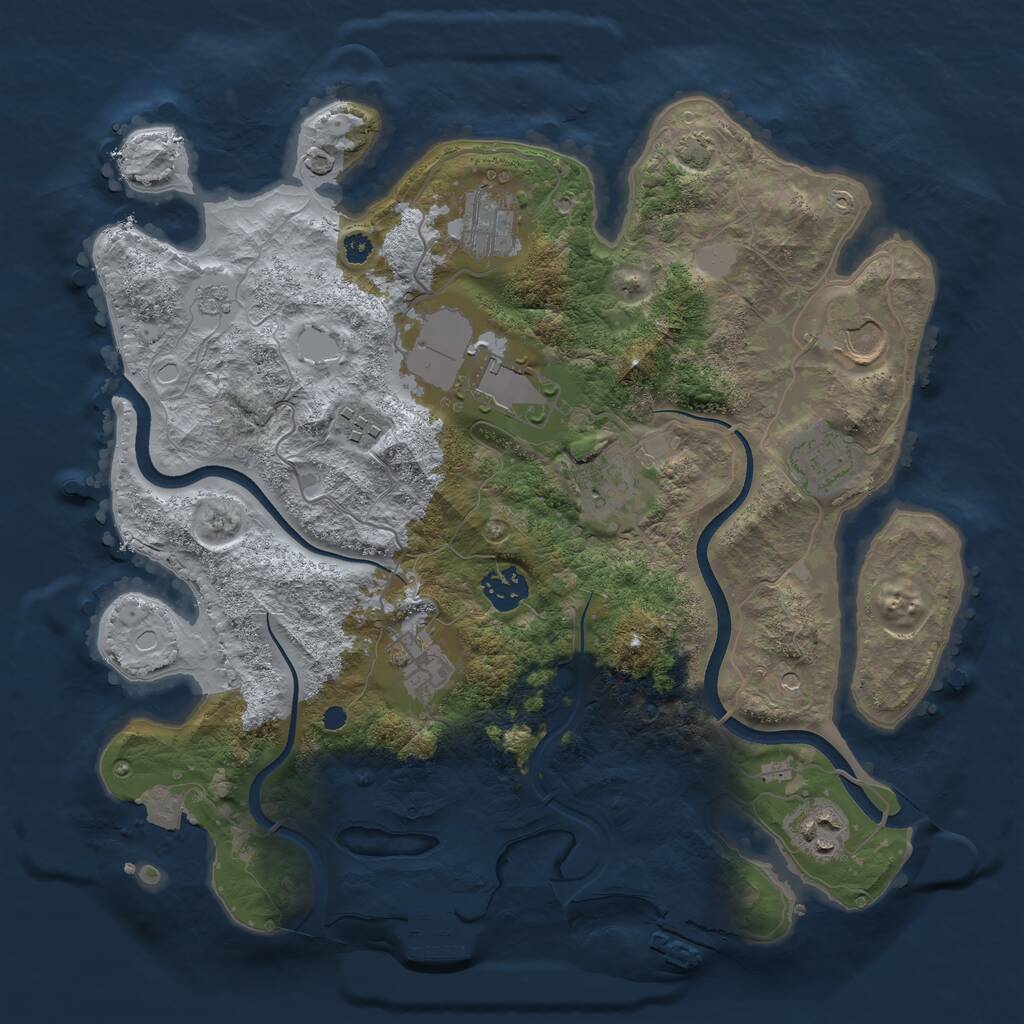 Rust Map: Procedural Map, Size: 3500, Seed: 687851248, 15 Monuments