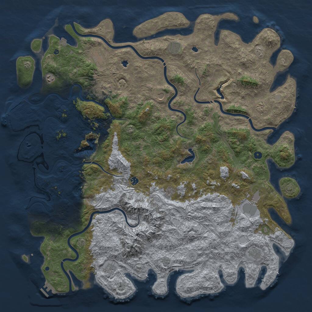 Rust Map: Procedural Map, Size: 6000, Seed: 44271, 17 Monuments