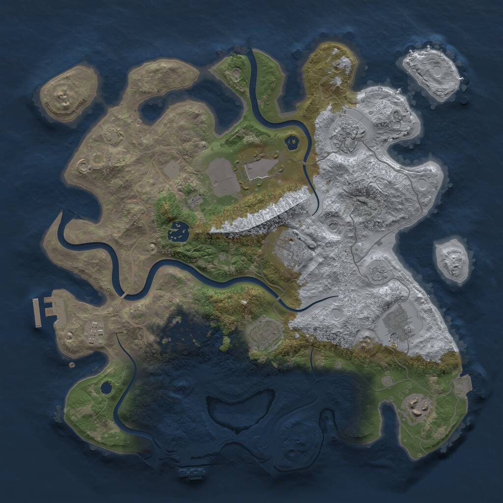 Rust Map: Procedural Map, Size: 3500, Seed: 2102304056, 15 Monuments
