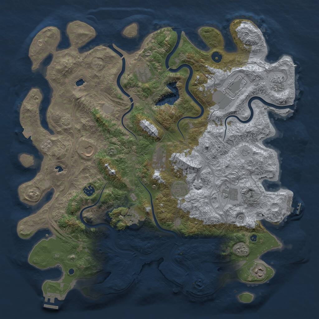 Rust Map: Procedural Map, Size: 4500, Seed: 1378676119, 17 Monuments