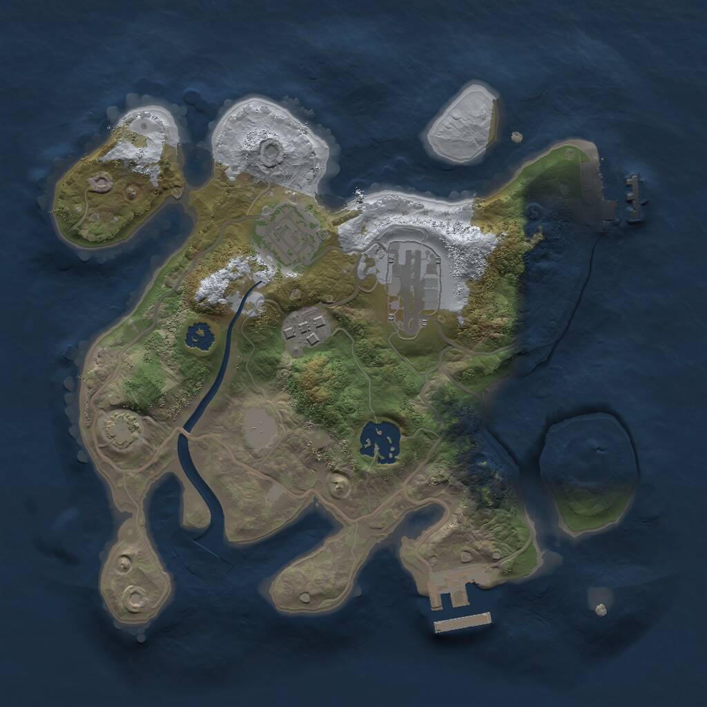 Rust Map: Procedural Map, Size: 2500, Seed: 1090871053, 8 Monuments