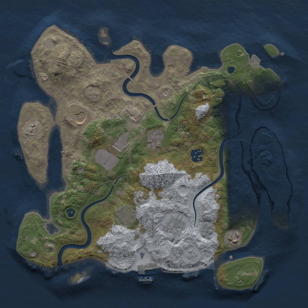 Rust Map: Procedural Map, Size: 3500, Seed: 613045318, 13 Monuments