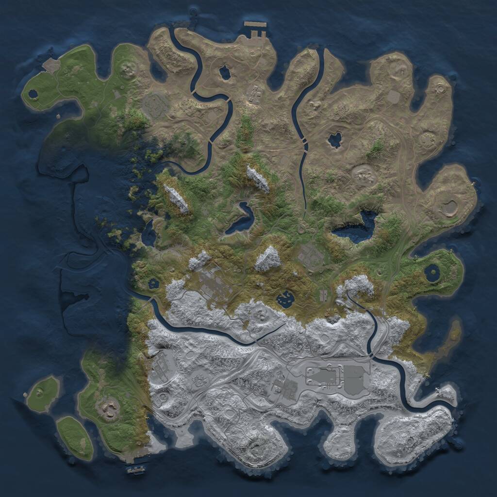 Rust Map: Procedural Map, Size: 4500, Seed: 44271, 16 Monuments