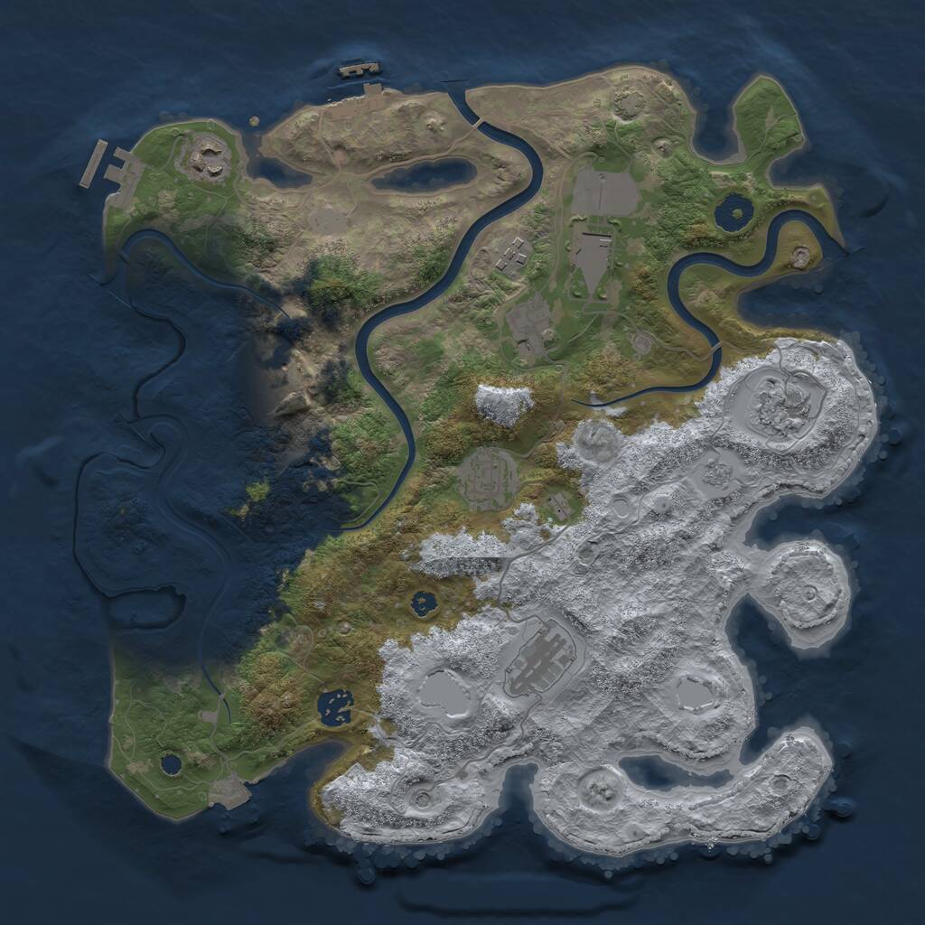 Rust Map: Procedural Map, Size: 3700, Seed: 1420078031, 15 Monuments