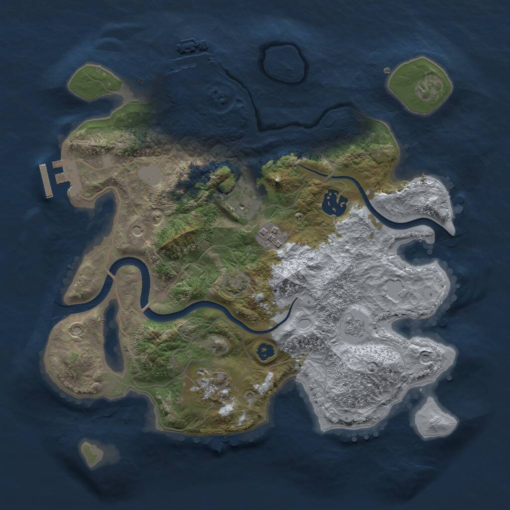 Rust Map: Procedural Map, Size: 3000, Seed: 205116, 10 Monuments
