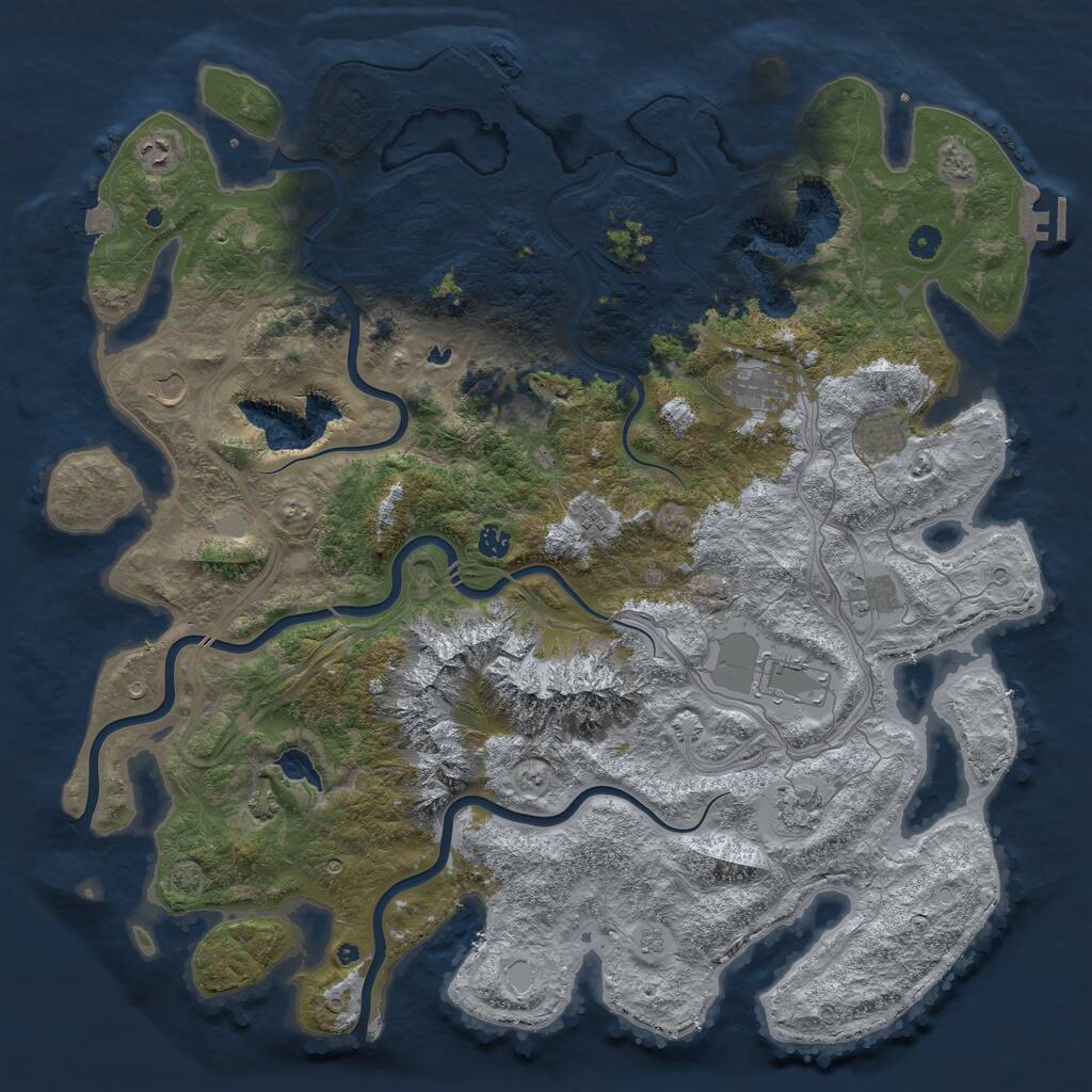 Rust Map: Procedural Map, Size: 5000, Seed: 1784289682, 16 Monuments
