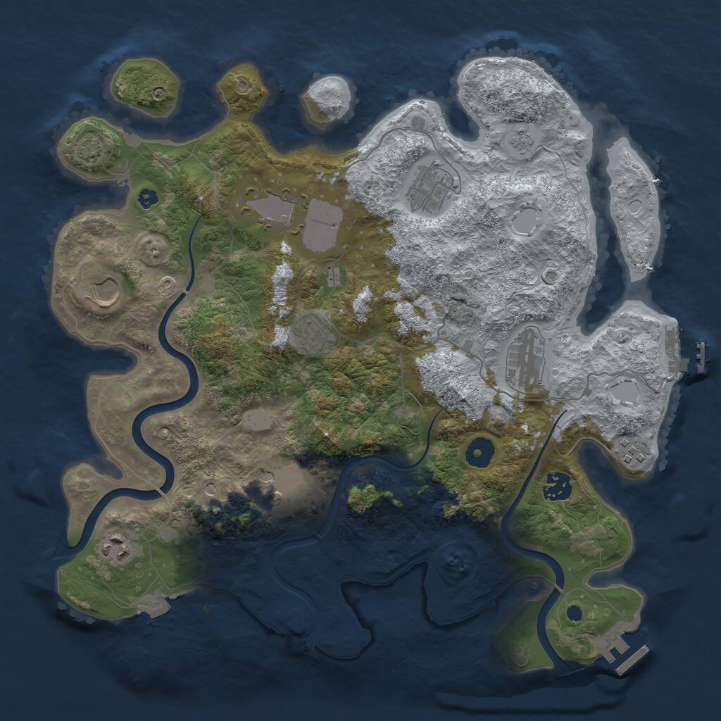 Rust Map: Procedural Map, Size: 3700, Seed: 747435048, 15 Monuments