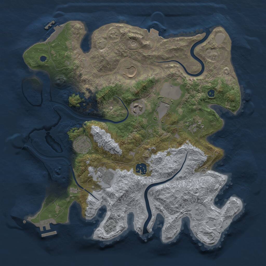 Rust Map: Procedural Map, Size: 3500, Seed: 485073726, 14 Monuments