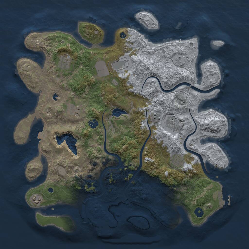 Rust Map: Procedural Map, Size: 4000, Seed: 53244324, 14 Monuments