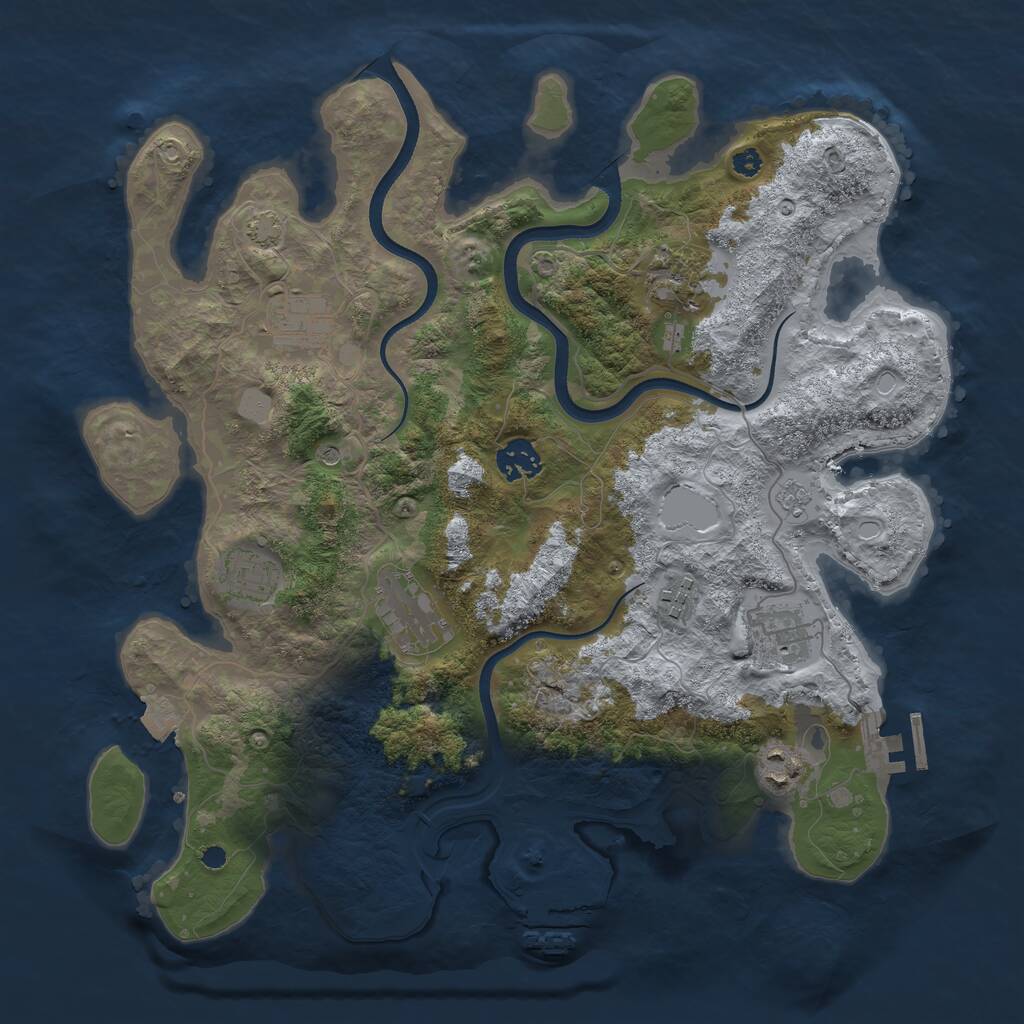 Rust Map: Procedural Map, Size: 3600, Seed: 1060045744, 14 Monuments