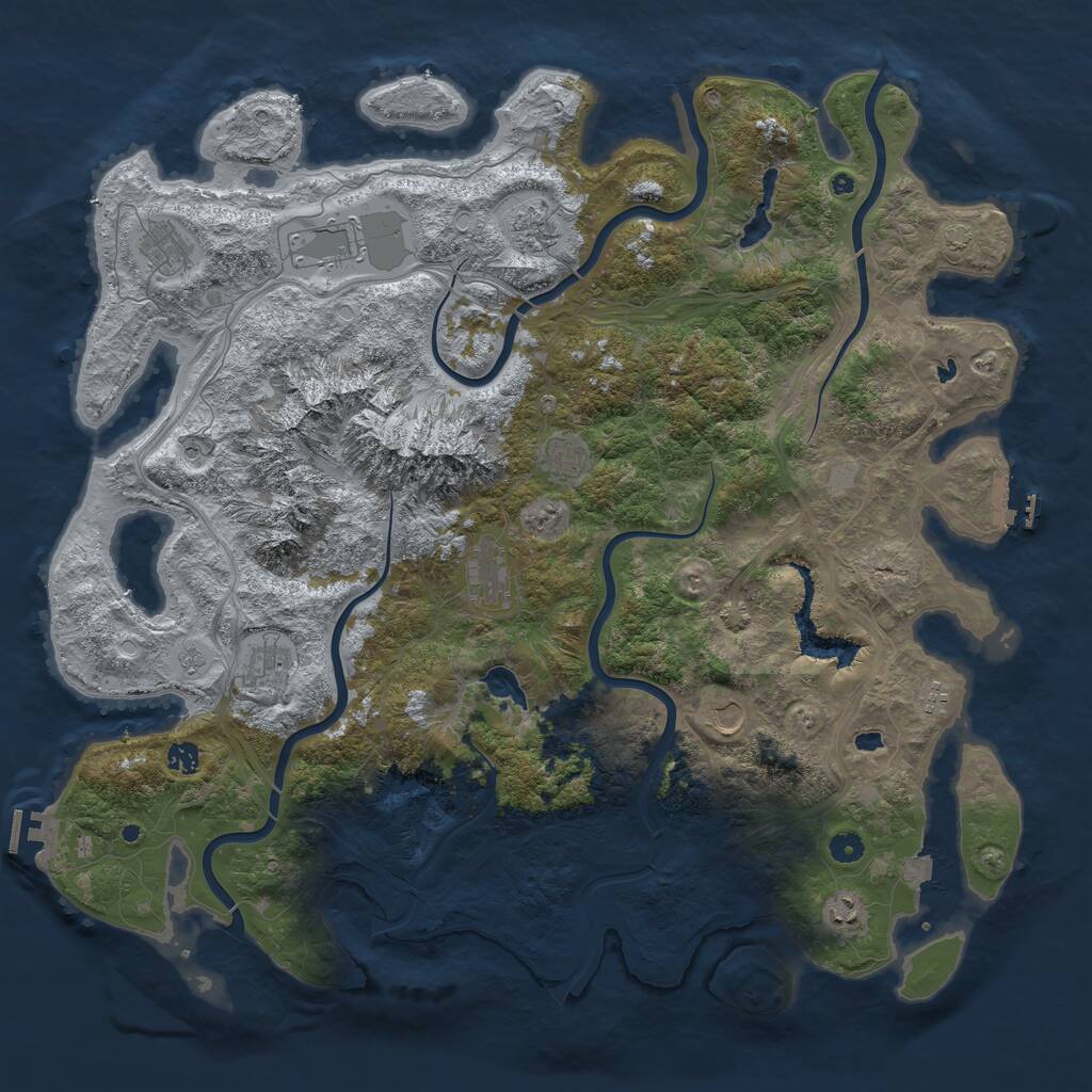 Rust Map: Procedural Map, Size: 5000, Seed: 1126702216, 16 Monuments