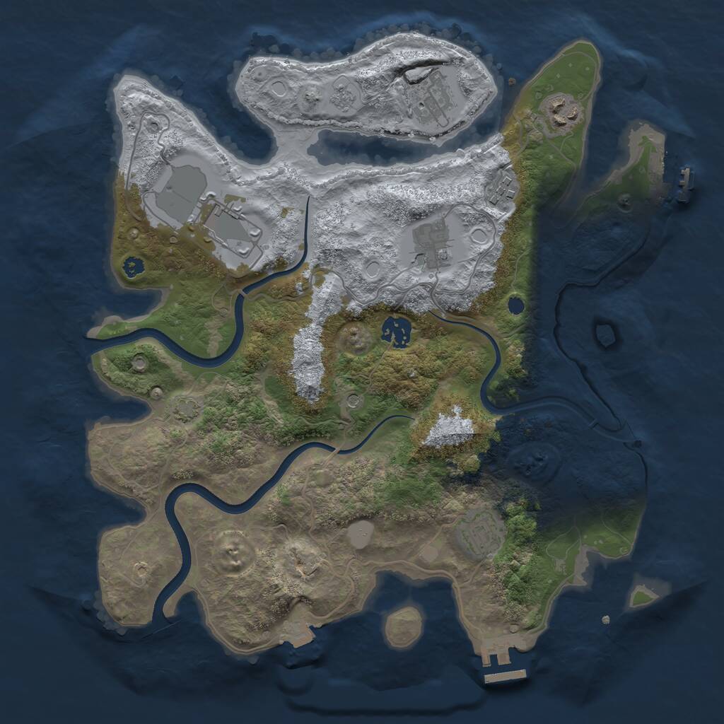 Rust Map: Procedural Map, Size: 3500, Seed: 848926174, 13 Monuments