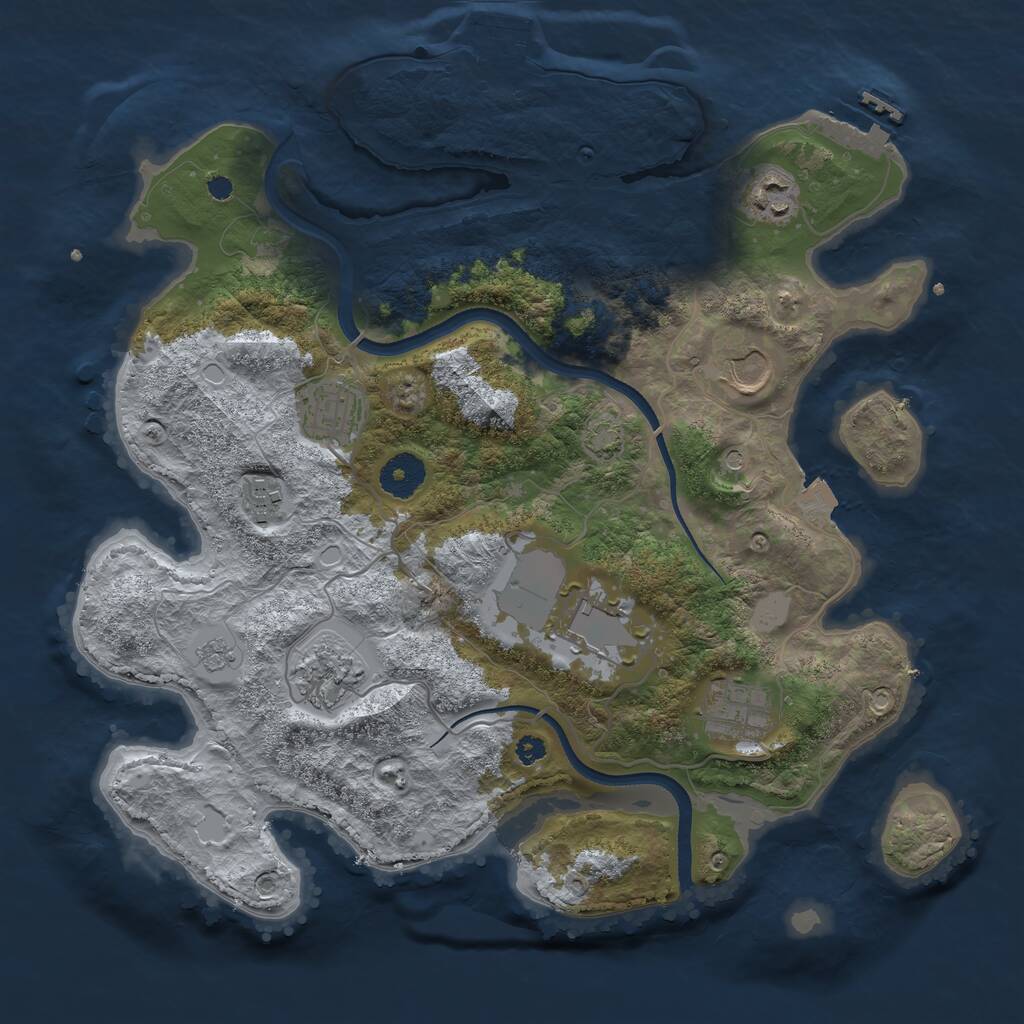 Rust Map: Procedural Map, Size: 3500, Seed: 54673652, 13 Monuments