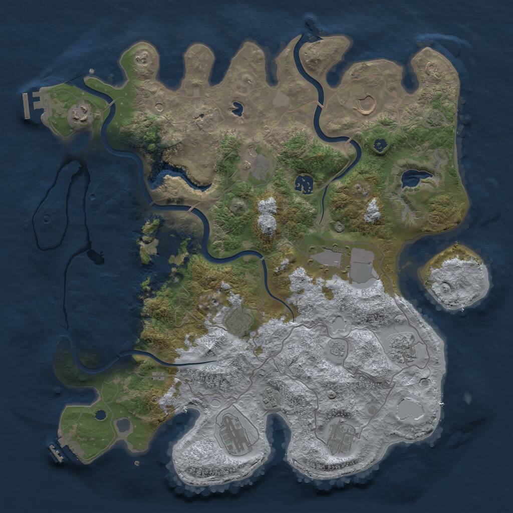 Rust Map: Procedural Map, Size: 4000, Seed: 1738291045, 17 Monuments