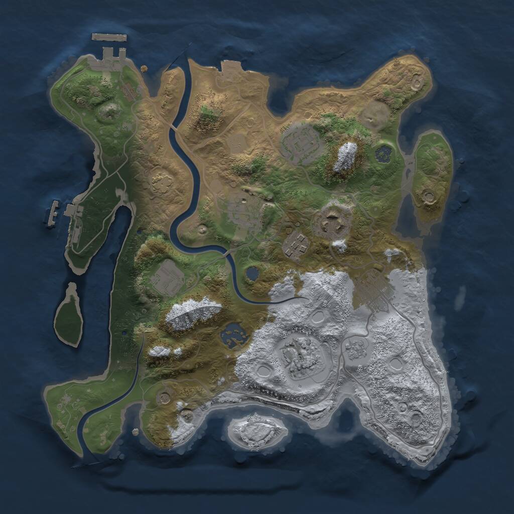 Rust Map: Procedural Map, Size: 3000, Seed: 1753099889, 15 Monuments
