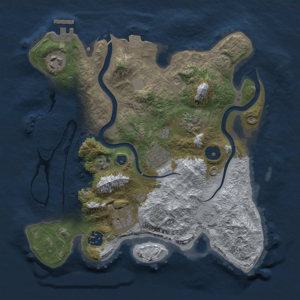 Rust Map: Procedural Map, Size: 3000, Seed: 1753099889, 12 Monuments