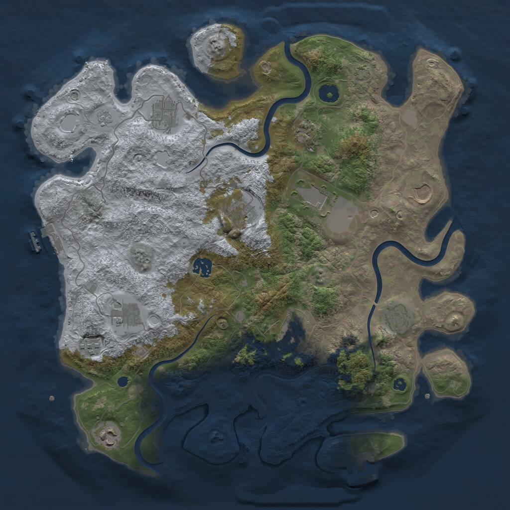 Rust Map: Procedural Map, Size: 3900, Seed: 1018469621, 17 Monuments